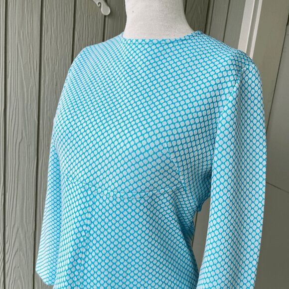 Vintage 60s Blue Textured Mod Mini Dress with Belted Back Detail - Picture 2 of 14